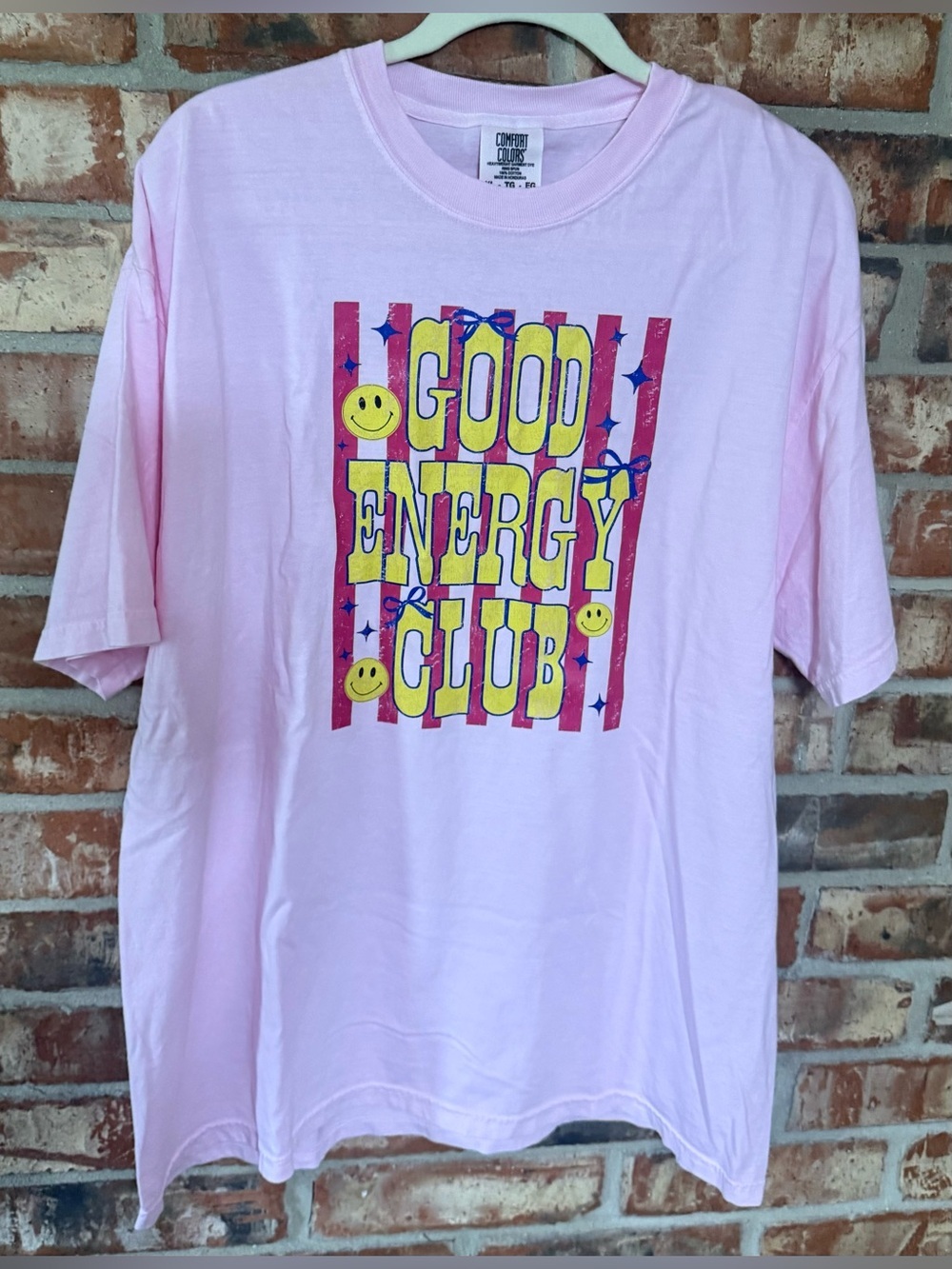Comfort Colors Pink "Good Energy Club" Short Sleeve Tee